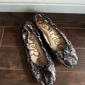 Sam Edelman Black Flats with Ornate Design